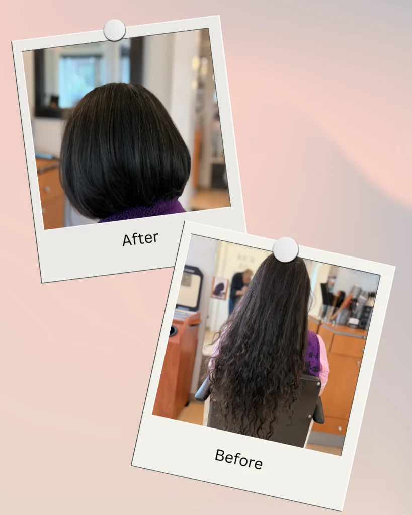 Transformation before and after result at Barclay's Salon