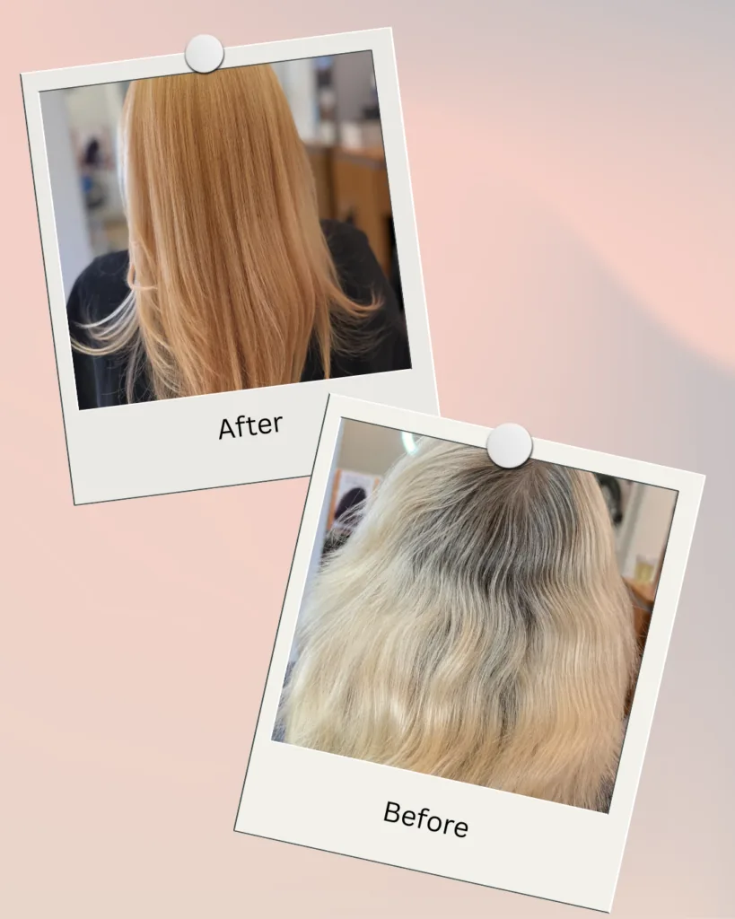 Color Correction before and after result at Barclay's Salon